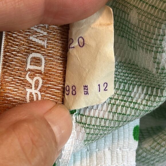 Vintage 60s/70s Howard Wolf Green & White Flower Power Hostess Maxi Dress - Picture 12 of 12